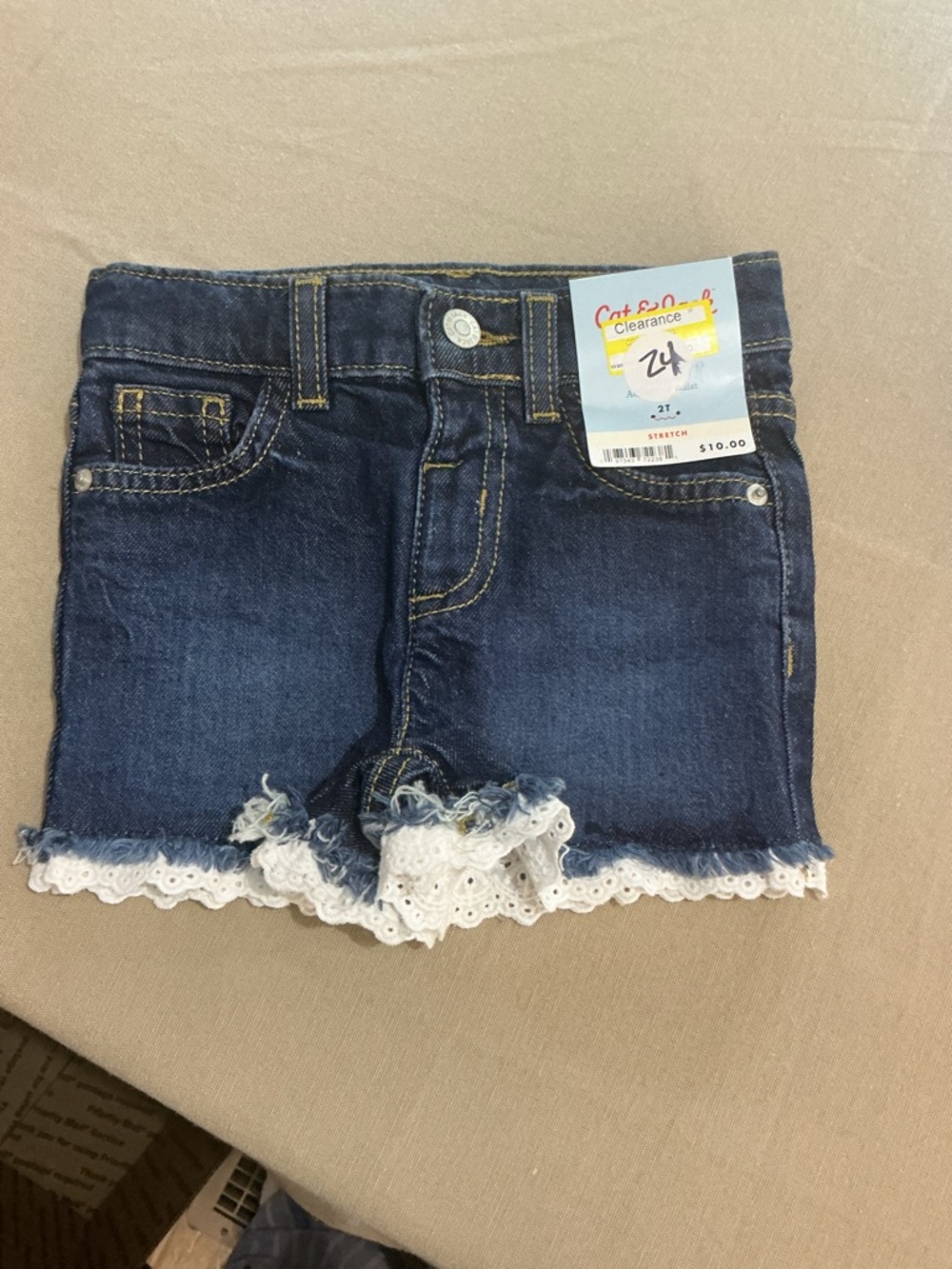 Cat & Jack Dark Blue Denim Skirt with White Eyelet Lace